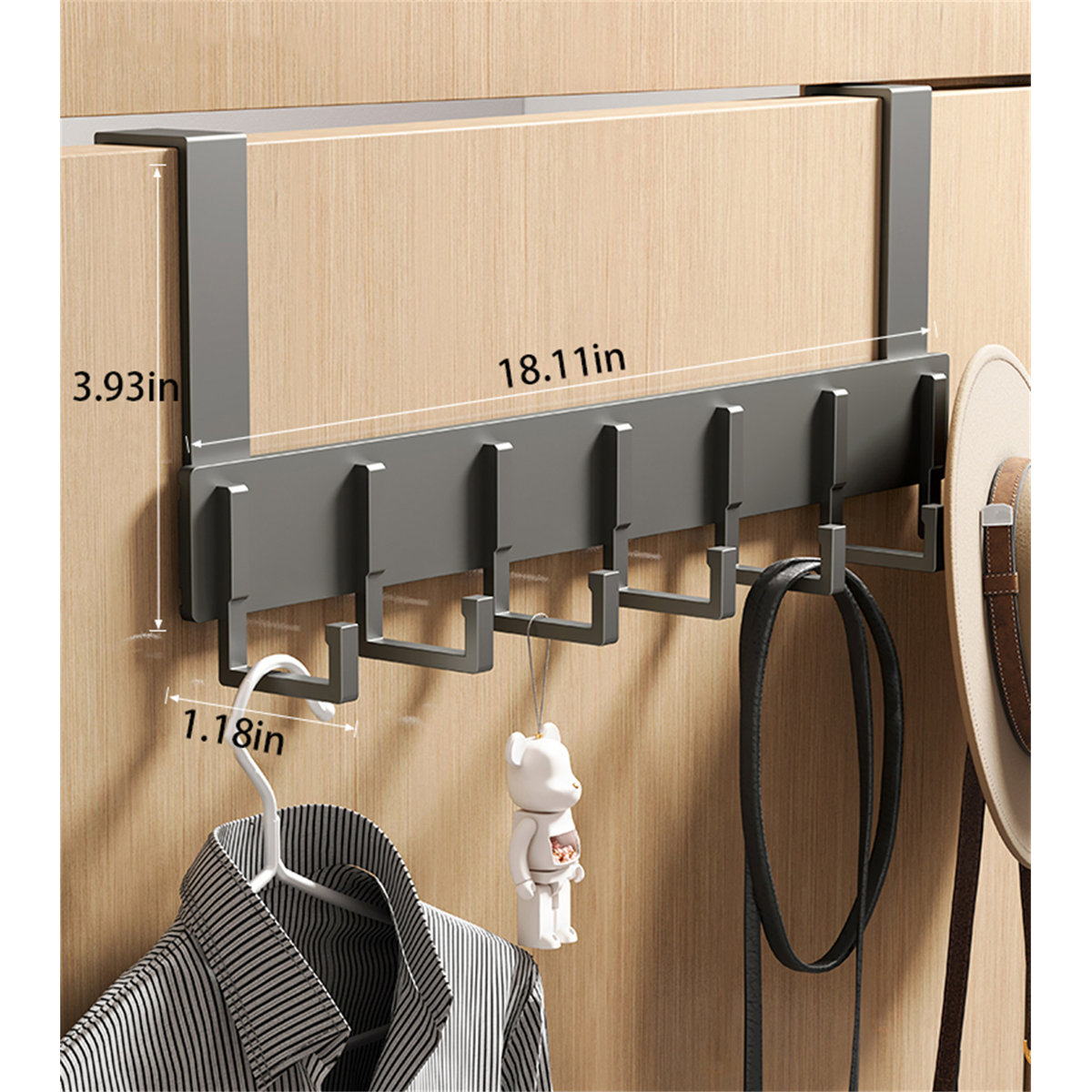 Aluminum Alloy Over-The-Door Hook Rack